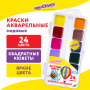Краски акварельные ЮНЛАНДИЯ "ВЕСЁЛЫЙ ШМЕЛЬ", медовые, 24 цвета, квадратные кюветы, пластик, 192363 - Краски для детского творчества