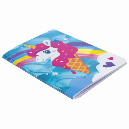 Блокнот МАЛЫЙ ФОРМАТ (103х148 мм) А6, 32 л., сшивка, голограмма, клетка, ЮНЛАНДИЯ, Единорог, 662703 - Блокноты детские