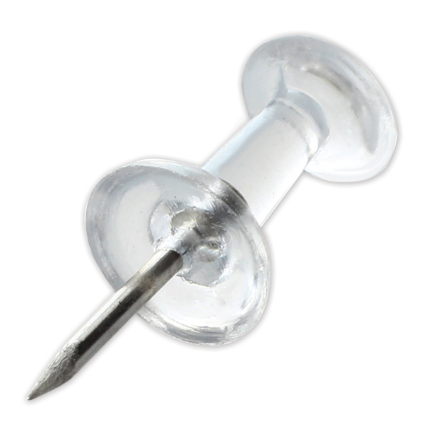 Силовые кнопки-гвоздики прозрачные STAFF 50 штук, в картонной коробке, 227804 - Кнопки канцелярские