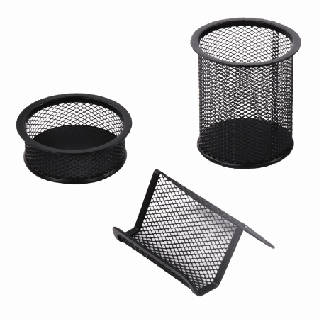 Настольный набор из металла BRAUBERG "Germanium", 7 предметов, черный, 231962 - Настольные наборы из металла