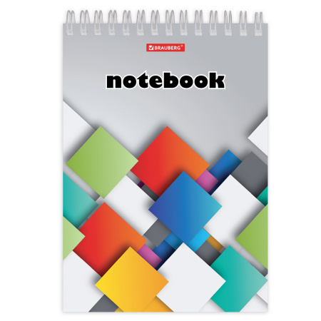 Блокнот А5 146х205 мм, 80 л., гребень, картон, жесткая подложка, клетка, BRAUBERG, "Кубы", 129819 - Блокноты