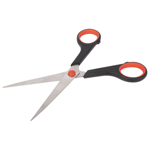 Ножницы STAFF EVERYDAY, 170 мм, бюджет, резиновые вставки, черно-красные, ПВХ чехол, 237498 - Ножницы универсальные