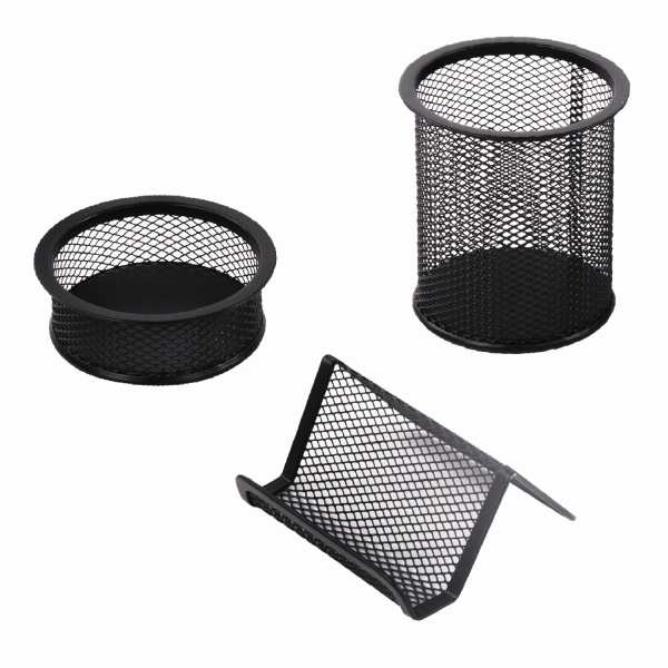 Настольный набор из металла BRAUBERG "Germanium", 7 предметов, черный, 231962 - Настольные наборы из металла