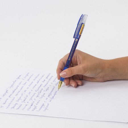 Ручка шариковая масляная с грипом BRAUBERG "i-Rite GT GLD", СИНЯЯ, корпус тонированный синий, узел 0,7 мм, 1 шт, 143302 - Ручки шариковые неавтоматические