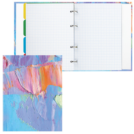 Тетрадь на кольцах А5 (175х215 мм), 120 листов, твердый картон, клетка, с разделителями, BRAUBERG, Blur, 404087 - Тетради на кольцах и сменные блоки к ним