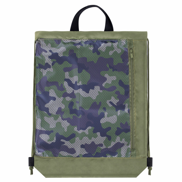 Мешок для обуви ЮНЛАНДИЯ, с ручками, боковой карман на молнии, 46х36 см, "Camo Mode", 271613 - Мешки для обуви