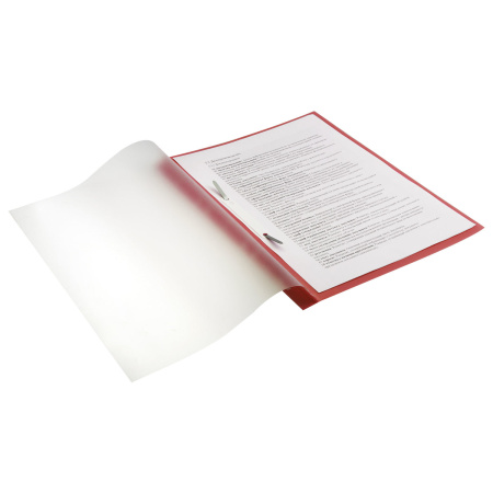 Скоросшиватель пластиковый с перфорацией BRAUBERG, А4, 140/180 мкм, красный, 226582 - Папки-скоросшиватели мягкие