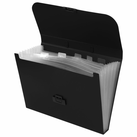 Портфель пластиковый STAFF А4 (330х235х36 мм), 7 отделений, индексные ярлыки, черный, 229243 - Портфели пластиковые