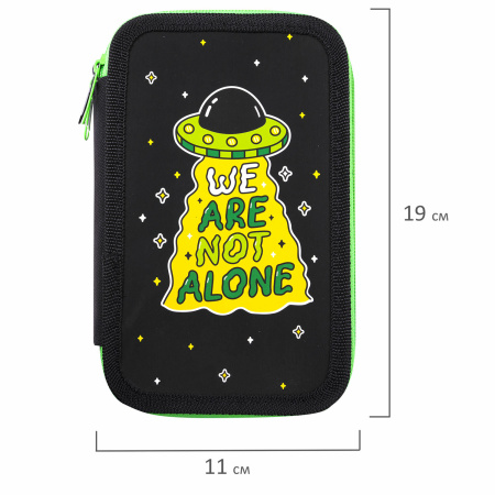 Пенал ПИФАГОР, 3 отделения, ламинированный картон, 19х11 см, "Not Alone", 271549 - Пеналы каркасные