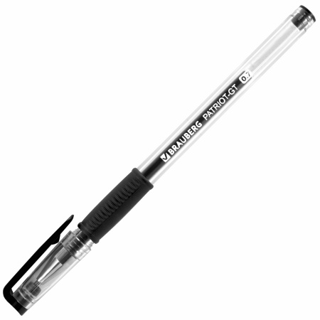 Ручка гелевая РОССИЯ "PATRIOT-GT", ЧЕРНАЯ, корпус прозрачный, узел 0,7 мм, линия письма 0,4 мм, BRAUBERG, 143960 - Ручки гелевые неавтоматические