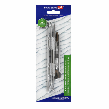 Стеки для лепки и моделирования металлические НАБОР 5 шт., BRAUBERG ART CLASSIC, 271172 - Инструменты для художественно-живописных работ