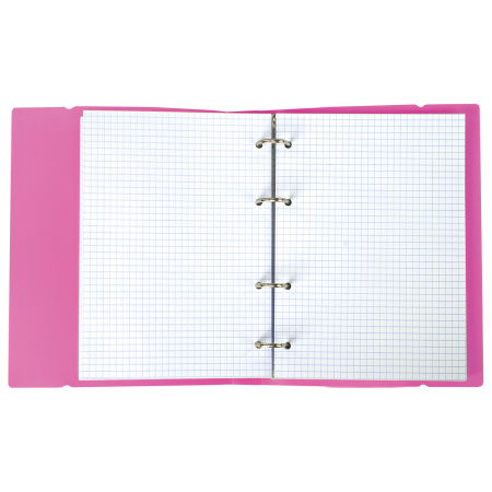 Тетрадь на кольцах А5 175х220 мм, 120 л., пластик, клетка, с резинкой, BRAUBERG, розовая, 403572 - Тетради на кольцах и сменные блоки к ним