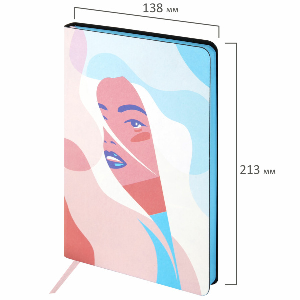 Ежедневник недатированный А5 (138х213 мм), BRAUBERG VISTA, под кожу, гибкий, 136 л., "Enigma", 111989 - Ежедневники с покрытием "под кожу и ткань"