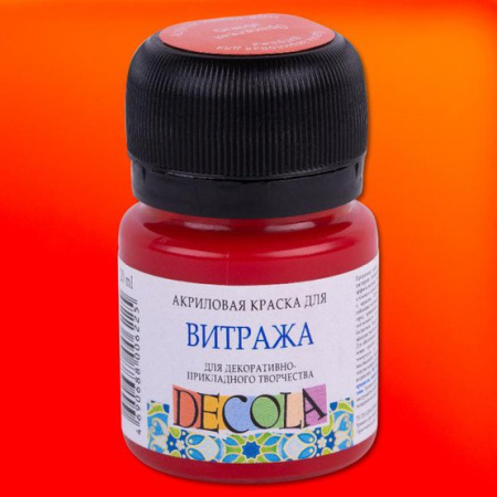Акриловая краска для витража цвет № 315 Оранжевый банка 20 мл Decola