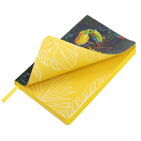 Ежедневник недатированный B6 (127х186 мм), BRAUBERG VISTA, под кожу, гибкий, 136 л., "Toucan tropics", 112114 - Ежедневники с покрытием "под кожу и ткань"