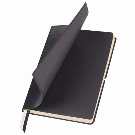 Блокнот А5 (148х218 мм), BRAUBERG "Black Jack", 128 л., гладкий кожзам, резинка, клетка, черный, 125240 - Бизнес-блокноты и бизнес-тетради