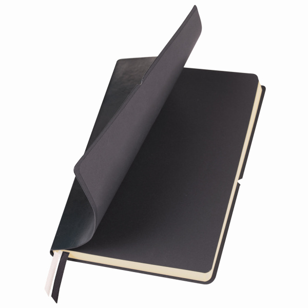 Блокнот А5 (148х218 мм), BRAUBERG "Black Jack", 128 л., гладкий кожзам, резинка, клетка, черный, 125240 - Бизнес-блокноты и бизнес-тетради