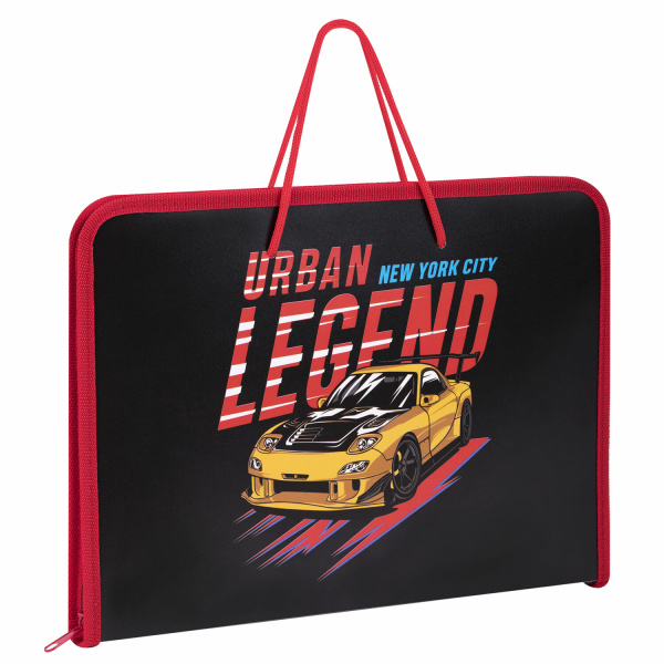 Папка для труда на молнии с ручками ПИФАГОР А4, 1 отделение, пластик, органайзер, "Street Legend", 271473 - Папки для тетрадей и уроков труда