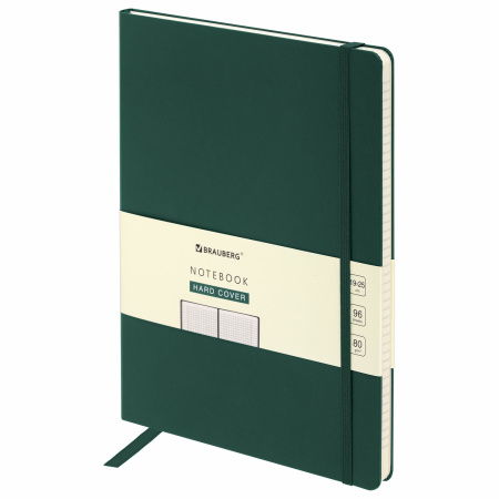 Блокнот БОЛЬШОЙ ФОРМАТ (180х250 мм) В5, BRAUBERG ULTRA, балакрон, 80 г/м2, 96 л., клетка, темно-зеленый, 113063 - Бизнес-блокноты и бизнес-тетради