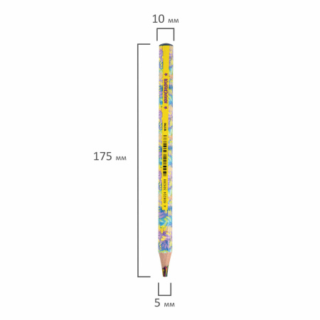 Карандаш с многоцветным грифелем МЯГКИЙ, 1 шт., ЮНЛАНДИЯ "MAGIC TROPIC", тропические цвета, утолщенный, 181790 - Карандаши цветные
