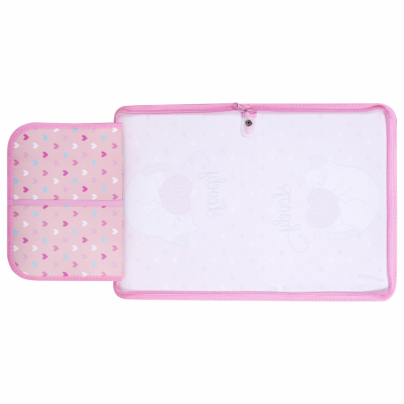 Папка для труда на молнии ЮНЛАНДИЯ А4, 1 отделение, откидная планка, органайзер, "Fluffy cat", 270982 - Папки для тетрадей и уроков труда