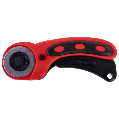 Нож раскройный роликовый 45 мм BRAUBERG PROFESSIONAL, круглое лезвие, резиновые вставки, 238087 - Ножи специальные