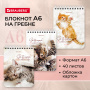 Блокнот МАЛЫЙ ФОРМАТ А6 108х145 мм, 40 л., гребень, картон, клетка, BRAUBERG, "Милые котята", 114391 - Блокноты