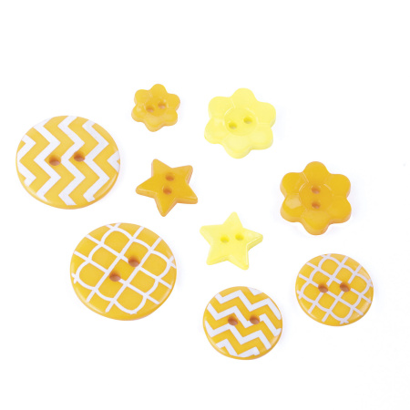 Пуговицы декоративные "Оттенки желтого", пластик, 52 шт., ассорти, ОСТРОВ СОКРОВИЩ, 661406 - Пуговицы для творчества