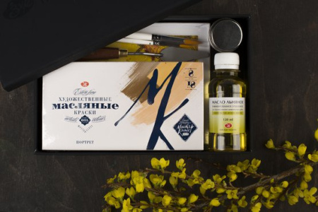 Подарочный набор «Мастер-класс» для живописи «Масло №2» в картонной коробке - Масляные краски художественные в наборах