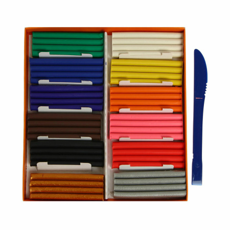 Пластилин классический ГАММА "Оранжевое солнце", 12 цветов, 10 классических + 1 золотой + 1 серебряный, 172 г, стек, 130520206 - Пластилин