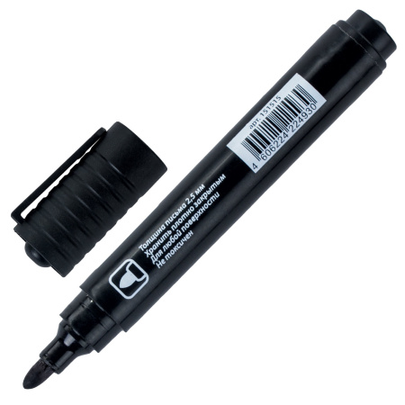 Маркер перманентный ОФИСНАЯ ПЛАНЕТА, ЧЕРНЫЙ, круглый наконечник, 2,5 мм, 151515 - Маркеры перманентные