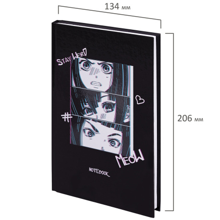 Блокнот А5 (134х206 мм), 80 л., твёрдый, клетка, STAFF, "Аниме", 114409 - Блокноты в книжном переплете
