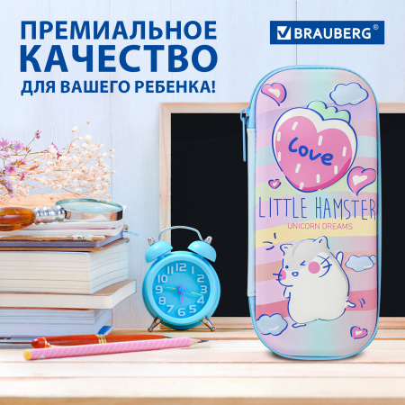 Пенал BRAUBERG, 1 отделение, 1 откидная планка, EVA 3D, 22х10х5 см, "Humster", 270702 - Пеналы каркасные