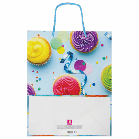 Пакеты подарочные 26x12,7x32,4 см, ЗОЛОТАЯ СКАЗКА "Кексики", ламинированные, 10 штук - Подарочные пакеты