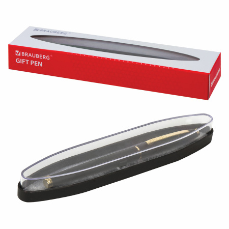 Ручка подарочная перьевая BRAUBERG "Brioso", СИНЯЯ, корпус черный с золотистыми деталями, 143467 - Ручки бизнес-класса