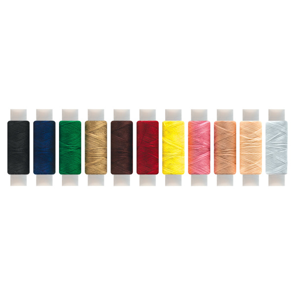 Набор швейных ниток, 11 цветов по 120 м, армированные, 45 ЛЛ, ОСТРОВ СОКРОВИЩ, 662789 - Нитки швейные