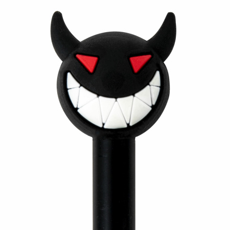 Ручка с топпером шариковая ЮНЛАНДИЯ "Чертёнок", корпус ассорти, СИНЯЯ, пишущий узел 0,7 мм, 143812 - Ручки фигурные