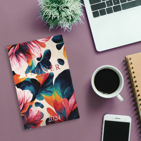 Ежедневник датированный 2024 145х215 мм, А5, STAFF, ламинированная обложка, "Flower delight", 115143 - Ежедневники с твердой обложкой