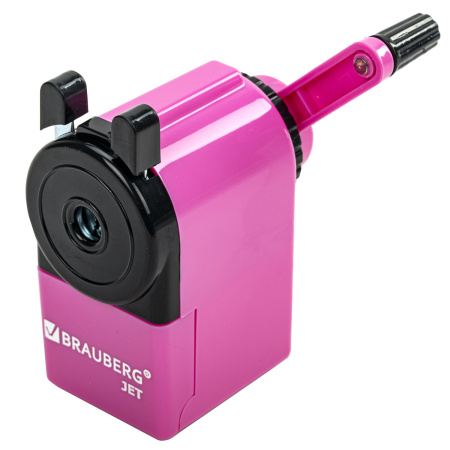 Точилка механическая BRAUBERG "JET", металлический механизм, корпус розовый, 229568 - Точилки механические