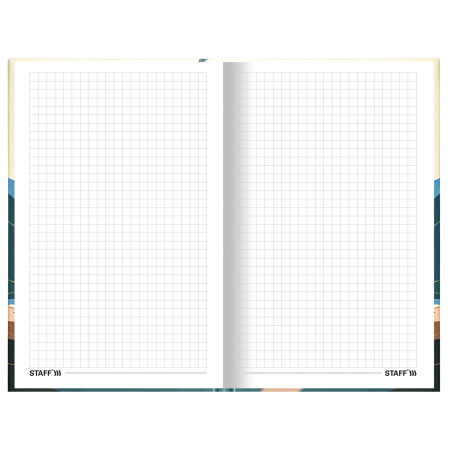 Блокнот А5 (134х206 мм), 80 л., твёрдый, клетка, фольга, STAFF, "Mountains", 114431 - Блокноты в книжном переплете