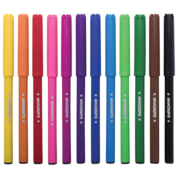 Фломастеры ЮНЛАНДИЯ 12 цветов, "ЭКЗОТИКА", вентилируемый колпачок, картон, 151421 - Фломастеры классические