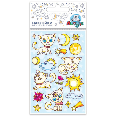 Наклейки ЛИПУНЯ "Зефирные котята", с европодвесом, MMS031N