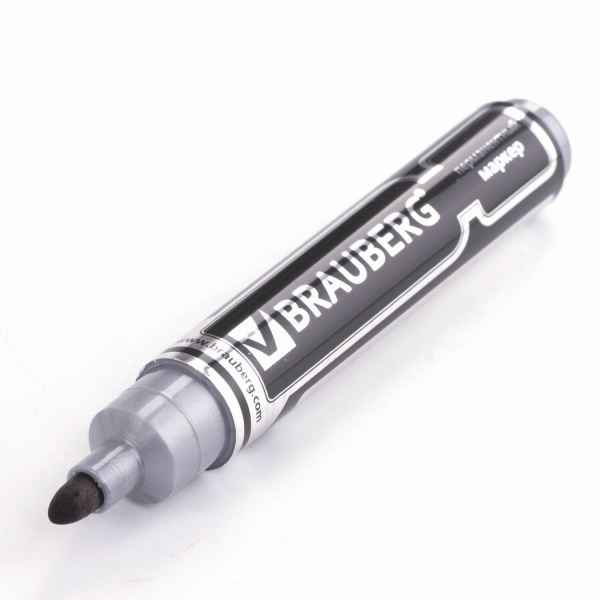 Маркер перманентный BRAUBERG "Neo", ЧЕРНЫЙ, круглый наконечник 5 мм, с клипом, 150480 - Маркеры перманентные