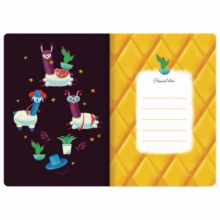 Тетрадь 40 л. в клетку обложка SoftTouch, бежевая бумага 70 г/м2, сшивка, А5 (147х210 мм), ЗАБАВНЫЕ ЛАМЫ, BRAUBERG, 403786 - Тетради 40-48 листов