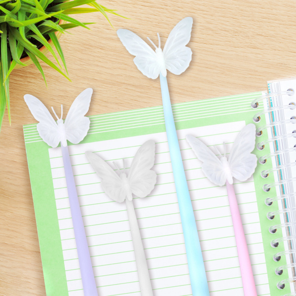 Ручка фигурная шариковая ЮНЛАНДИЯ "Бабочка", силиконовый корпус, ассорти, СИНЯЯ, пишущий узел 0,7 мм, 143795 - Ручки фигурные