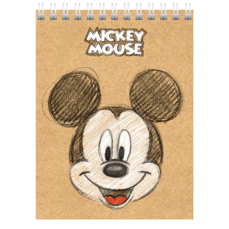 Блокнот МАЛЫЙ ФОРМАТ А6 110х145 мм, 40 л., гребень, обложка картон, клетка, HATBER, "Микки Маус", 40Б6В1гр - Блокноты