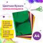 Цветная бумага, А4, мелованная САМОКЛЕЯЩАЯСЯ, 10 листов 5 цветов + 5 зеркальных, 80 г/м2, ЮНЛАНДИЯ, 210х297 мм, 129285 - Цветная бумага