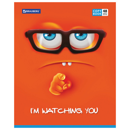 Тетрадь А5, 48 л., BRAUBERG, скоба, клетка, обложка картон, МОРДАШКА, 402045 - Тетради 40-48 листов