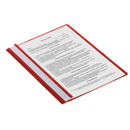 Скоросшиватель пластиковый STAFF, А4, 100/120 мкм, красный, 225729 - Папки-скоросшиватели мягкие