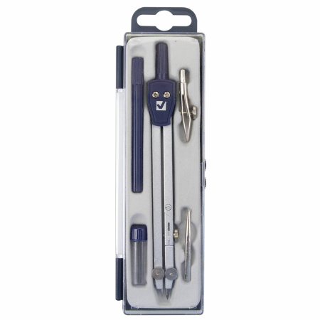 Готовальня BRAUBERG "Student Oxford", 5 предметов: циркуль 140 мм, 2 вставки, держатель, грифель, 210337 - Циркули и готовальни